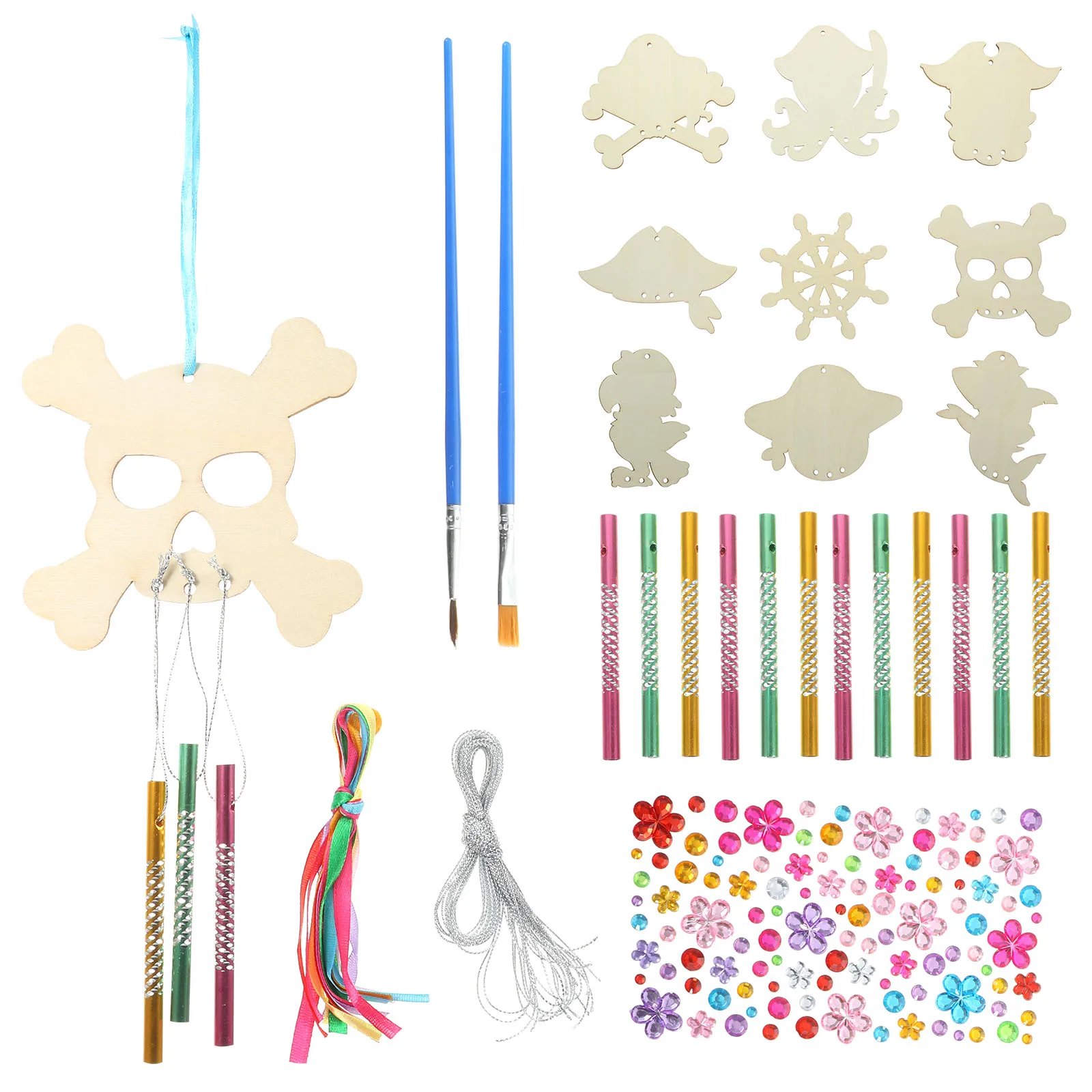 

1 Set Diy Wooden Hanging Decorative Bell For Halloween Festival Party Home Crafts Wood Hanging Chime Pendant Craft Wind