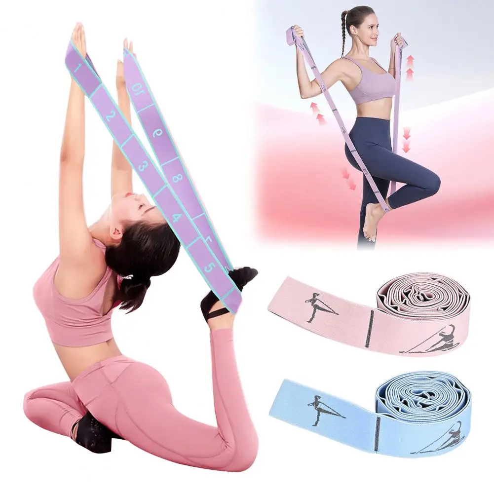 Yoga Stretching Strap with 11 Loop Physical Therapy Pilates Ballet Dance Stretcher Elastic Band Home Gym Workout Resistance Band