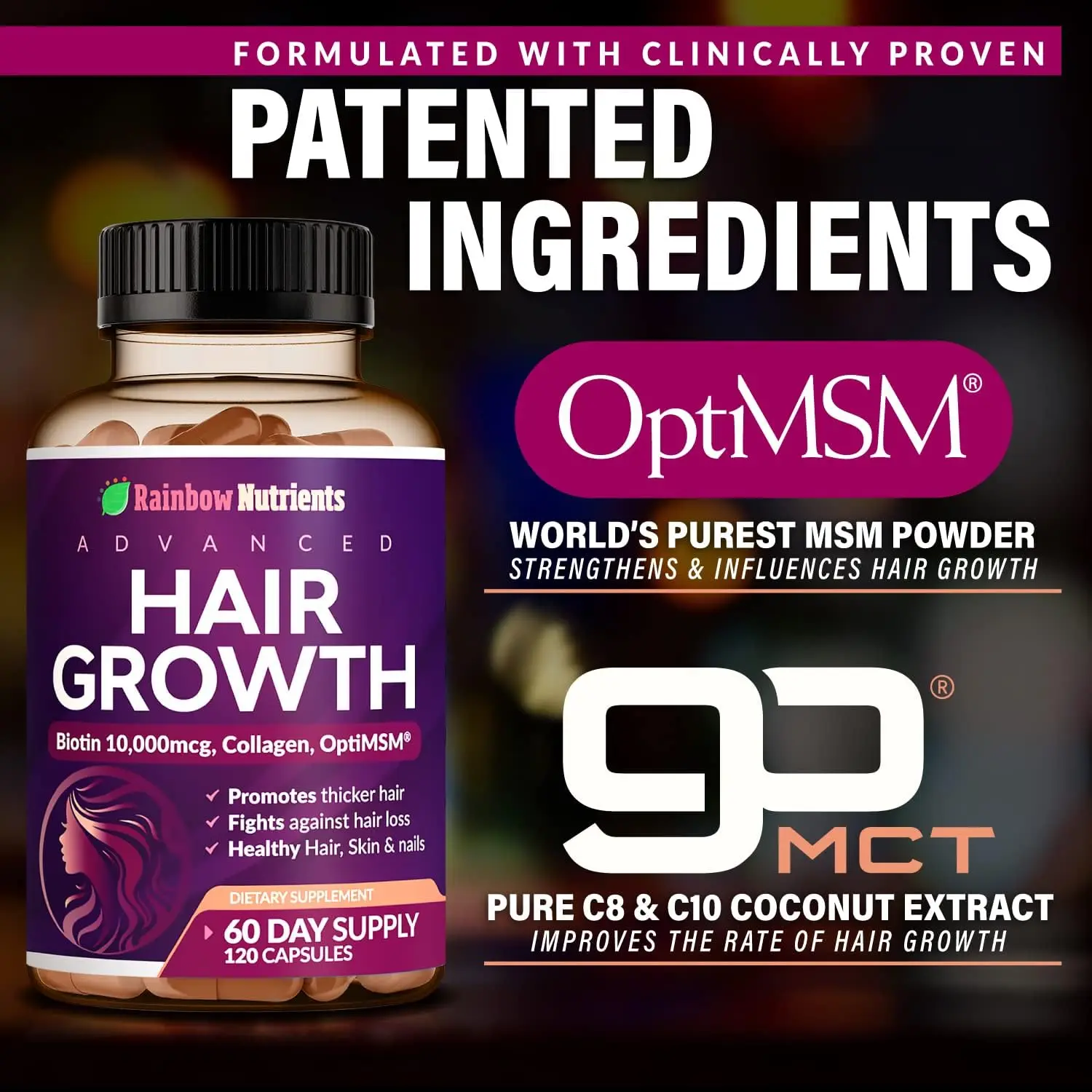 

Hair Growth Vitamins - Naturally Regenerate Stronger, Healthier Hair, Skin and Nails, Alleviate Hair Loss and Brighten Skin Tone