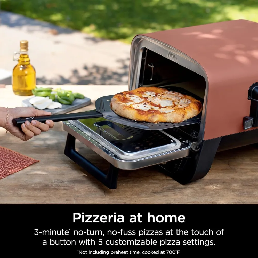 Outdoor Pizza Oven, 8-in-1 Portable Electric Roaster Oven, Heats up to 700°F, 5 Artisan Pizza Setting, Integrated BBQ Smoker Box