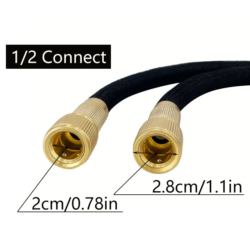 Flexible Telescopic Water Pipe, Brass Fittings - Length 25-150FT, Perfect For Car Washing, Garden Irrigation, And Outdoor Use