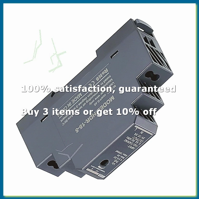 ●DIN Rail Power Supply 5V DC 3A 15W, Input 100-240V AC 50/60Hz DIN Rail Transformer for Home or Industrial Automation