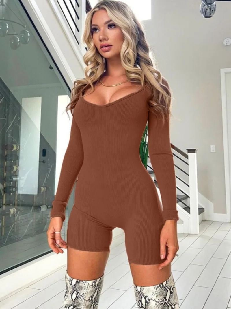 

Women Clothing Backless Bodysuits Fitness Sports Overalls Fashion Casual High Waist One Piece Short Jumpsuit Rompers Streetwear