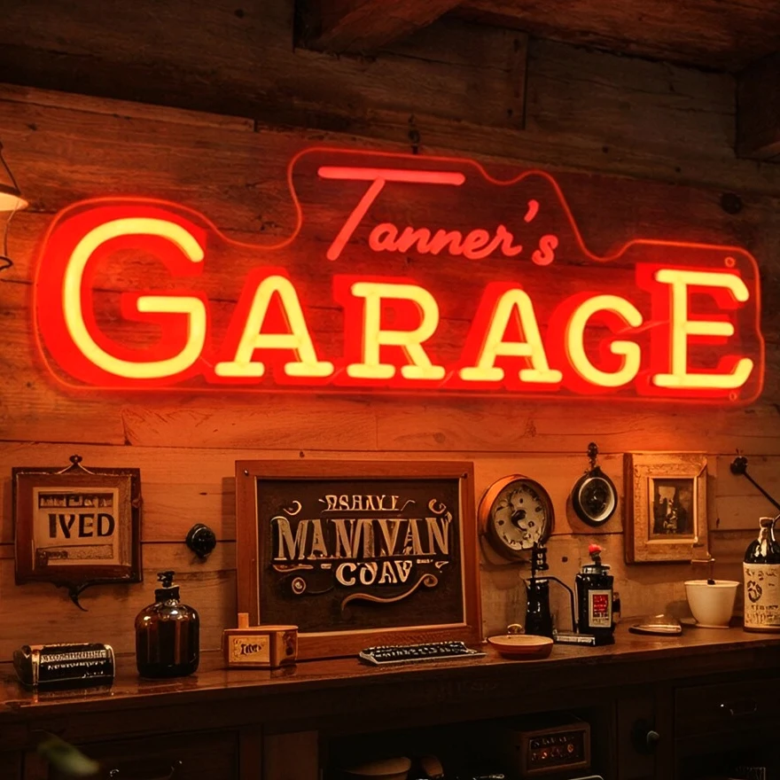 Custom Garage Name Neon Sign Personalized Man Cave Tool Shop Studio Decor Gifts for Him