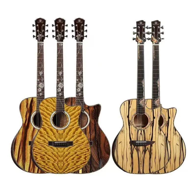 High-End Factory Direct Folk Guitar Full Single Pinewood Epalwood Advanced Design with Solid Spruce Top