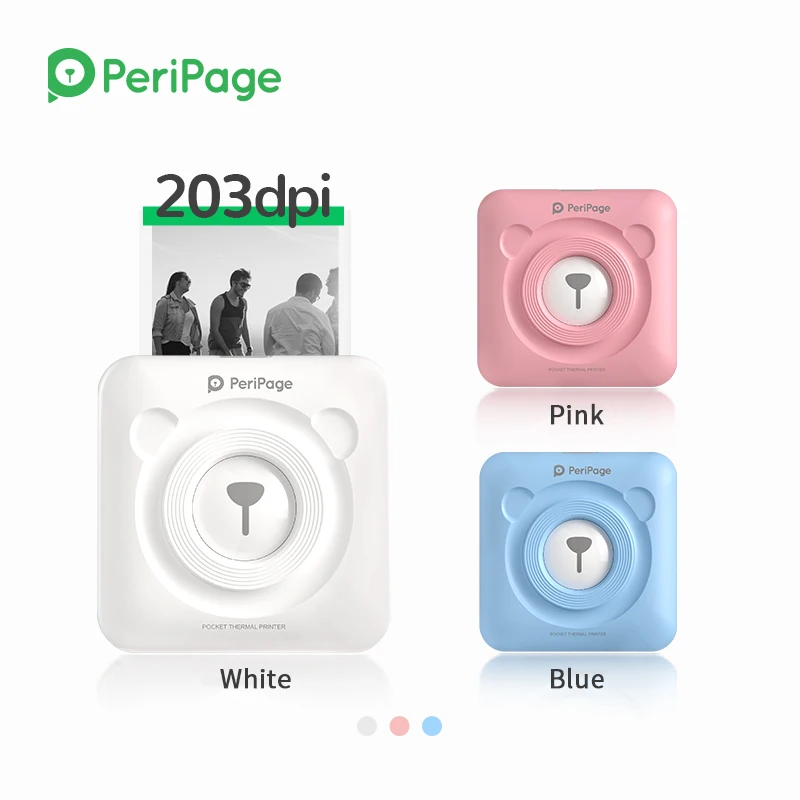 PeriPage A6 203DPI Mini Portable Thermal Photo Pocket Label Sticker Printer Paper Roll 57mm Bluetooth Inkless Printing