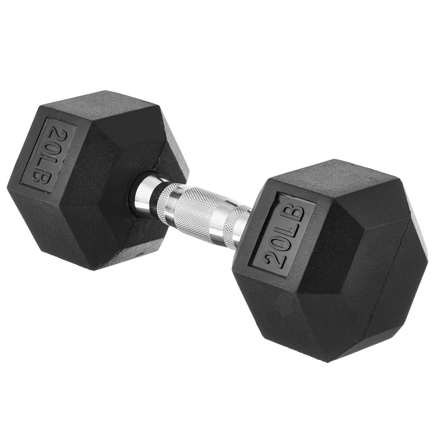 20LB Hex Rubber Dumbbell, Single Fixed Weight Dumbbell With Anti-Slip Workout Gloves, Heavy Duty Hand Weights For Home Gym Stren