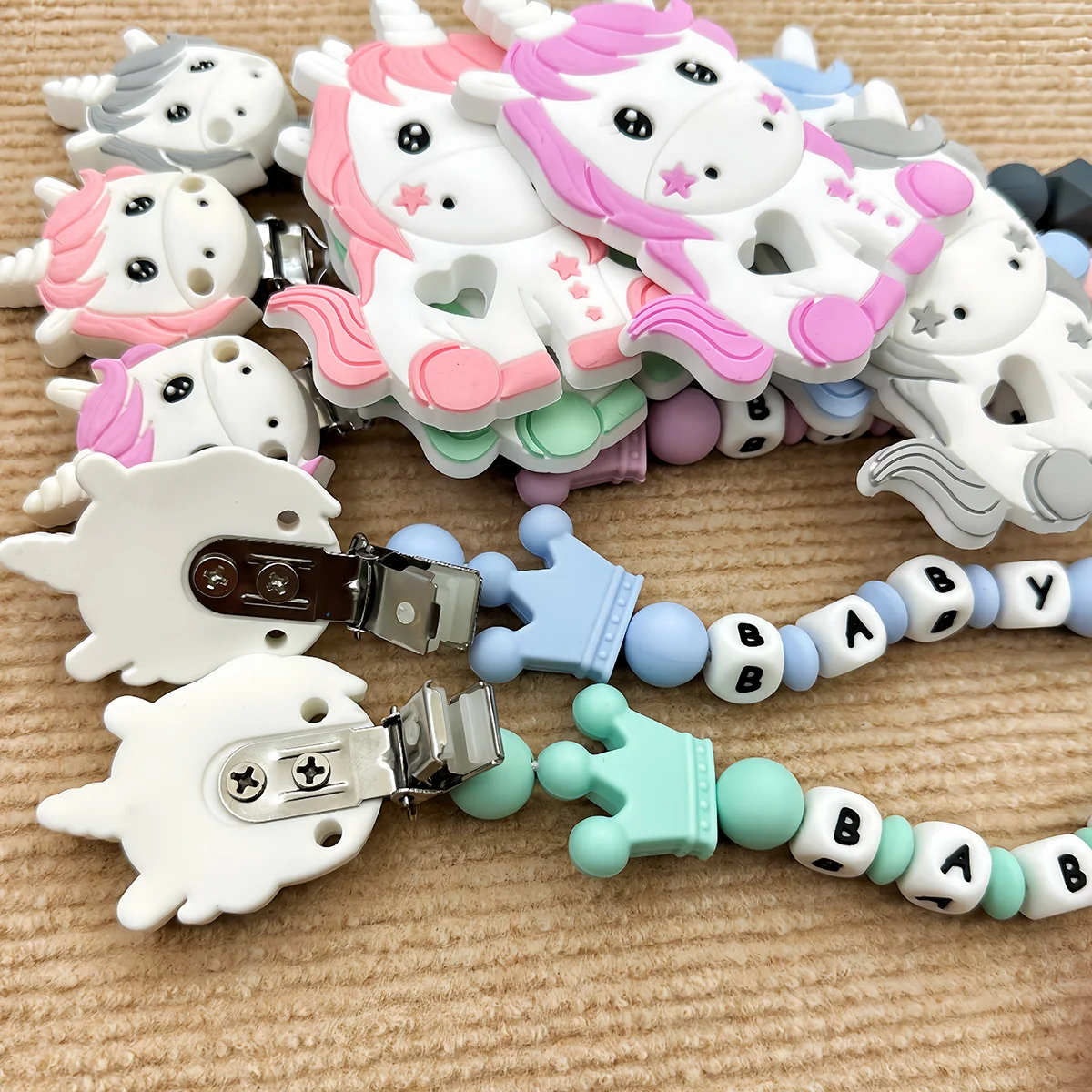 Customized Pacifiers Leashes Names Baby Pacifiers Luminous Pendant Pacifier Clips Chains Holder Teether Baby Kawaii Toy Gifts