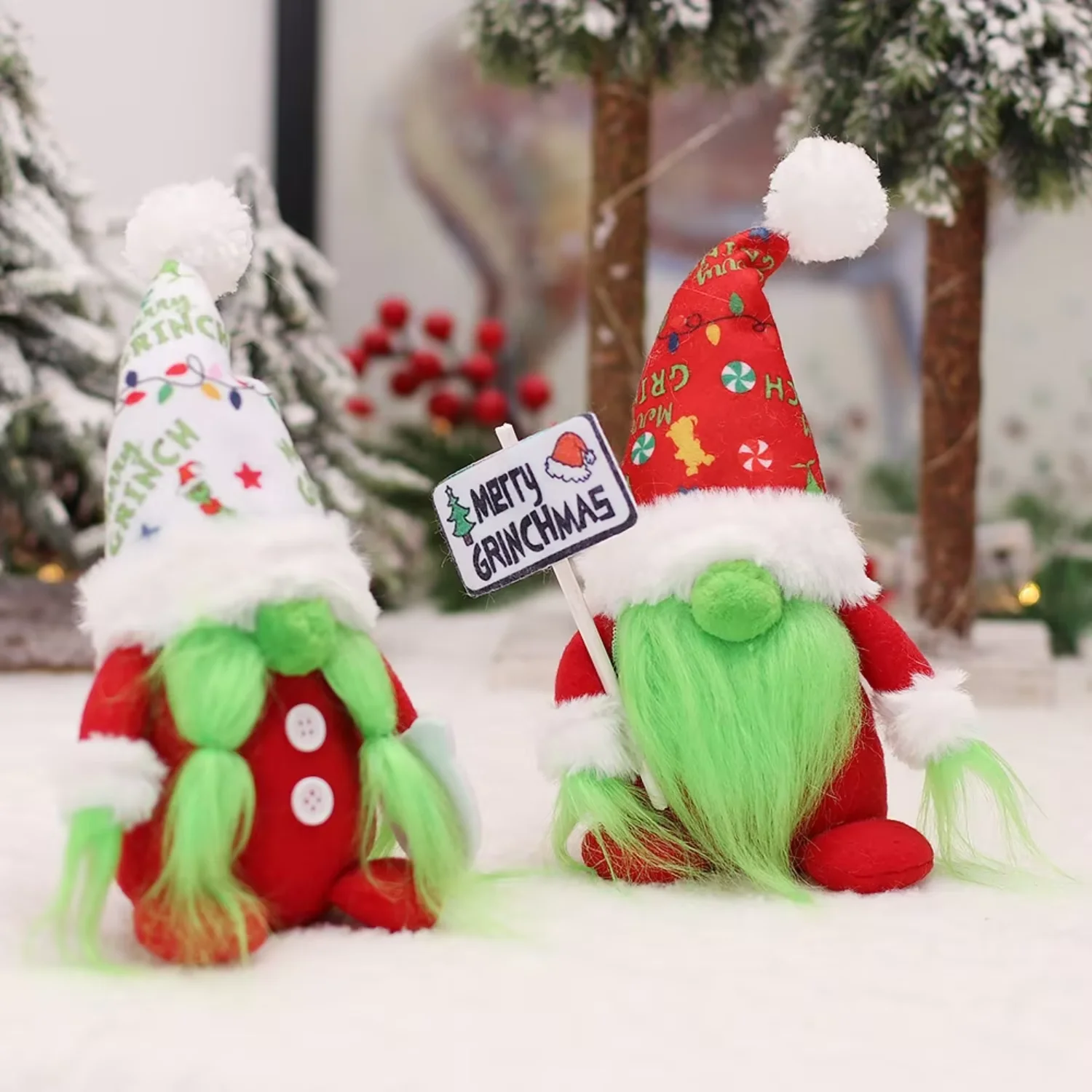 Feito à mão feliz grinchmas pelúcia natal gnome ornamento sueco tomte santa gnome grinch decorações de natal anjo decoração árvore