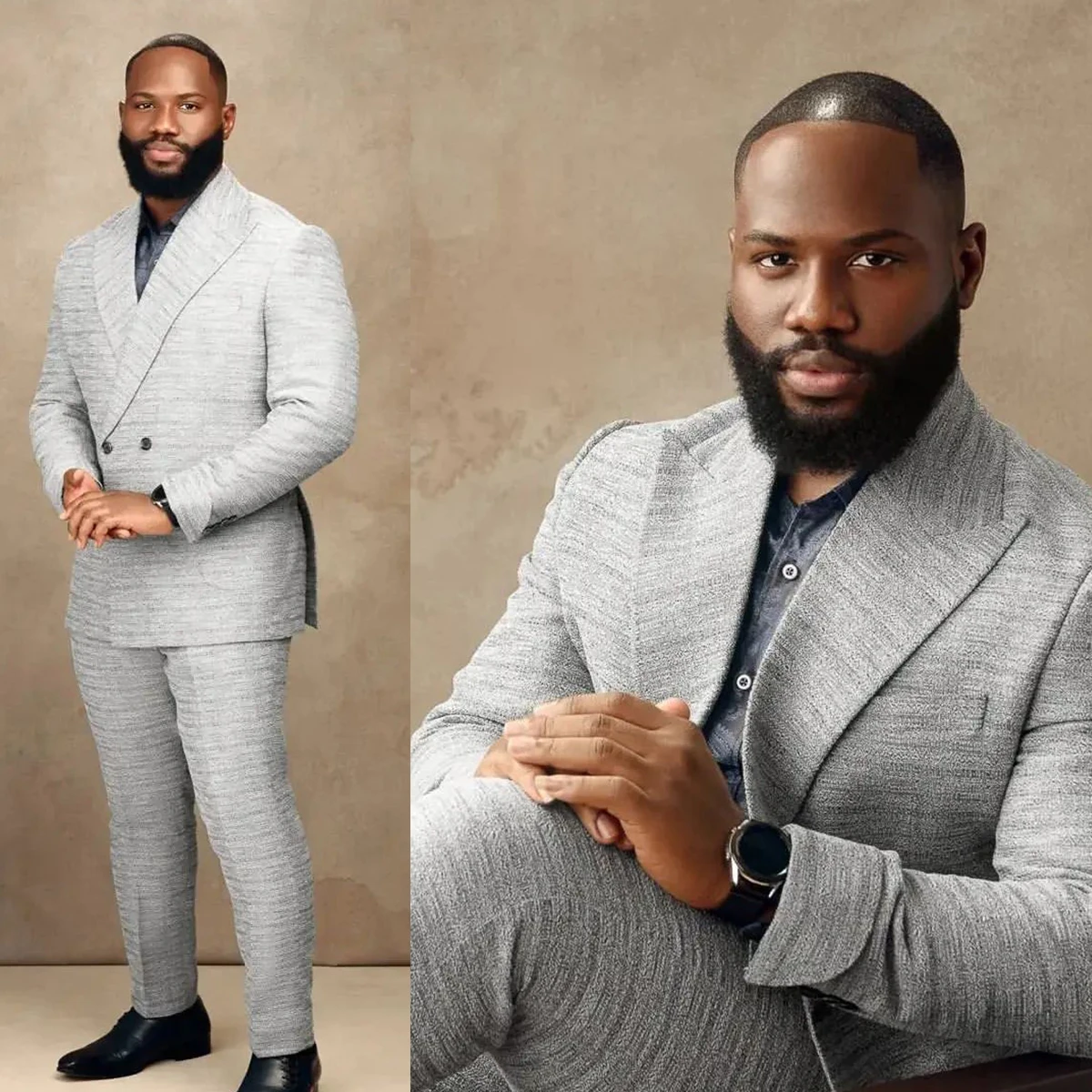 

FASHION Woolen Men Suits Fit Slim Tailor-Made Groom Classic 2-Pieces Coat Pant Formal Occasions Party Singer Costume Made