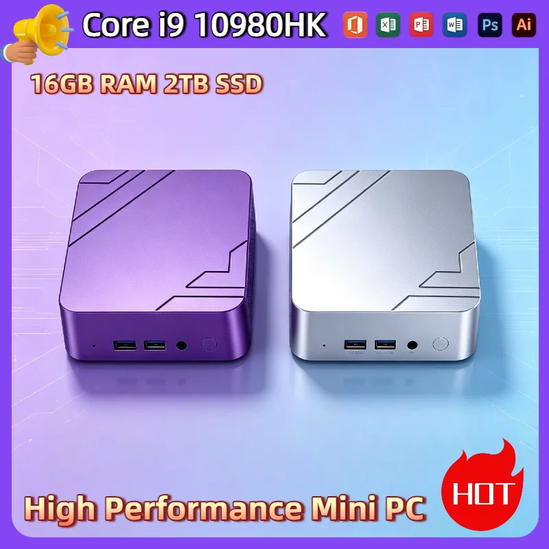 Intel Core i9 10980HK Mini PC 16GB RAM 2TB NVMe SSD Triple 4K Display High Performance WiFi6 Office Home Small Computer Pro Max