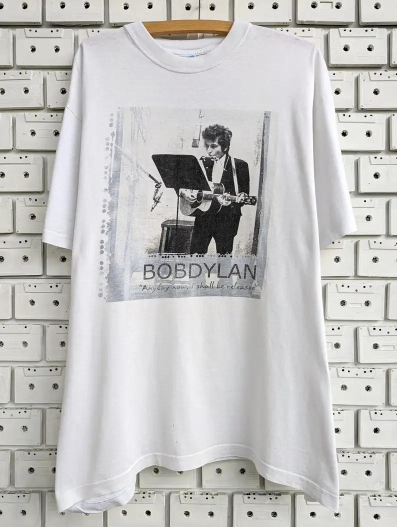 

Vintage 90s Early 00s Bob Dylan T-Shirt "Anyday Now, I Shall Be Released" American Folk Blues Gospel Classic Rock Singer Merch T