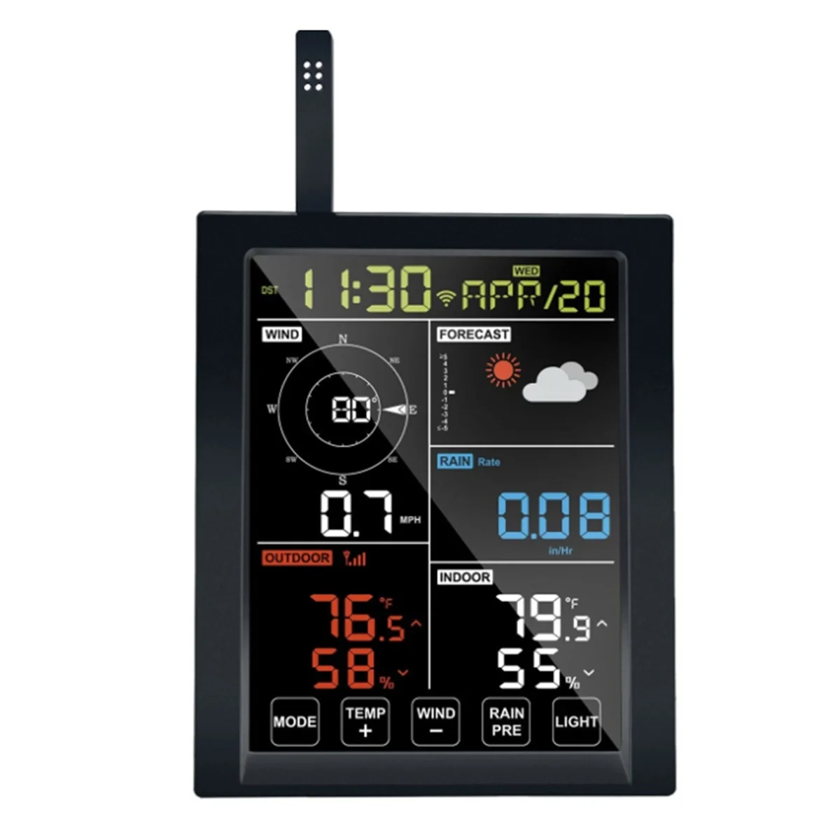 WN1980 C Weather Station Display Console Receiver WLAN Gateway, Self-Contained Barometric Temperature Humidity