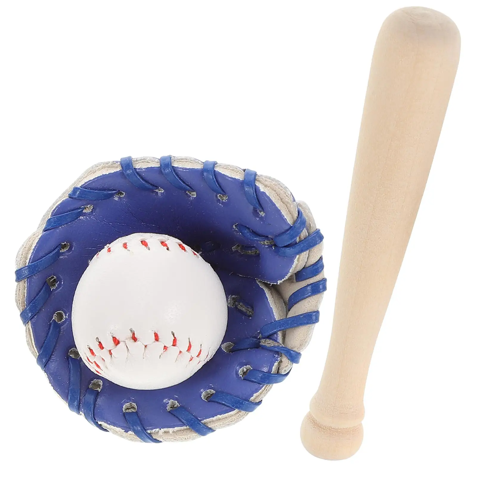 

Miniature Sports Balls Set Portable Mini Baseball Glove Bat Decor Wood Material PU Toy Ball Craft Supplies Sturdy