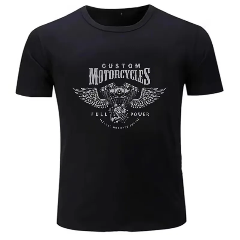 `2026 New Family Matching Oversized Unisex Streetwear T Shirt Custom Motorcycle Engine Wing Graphic Biker Vintage TShort Tops`
