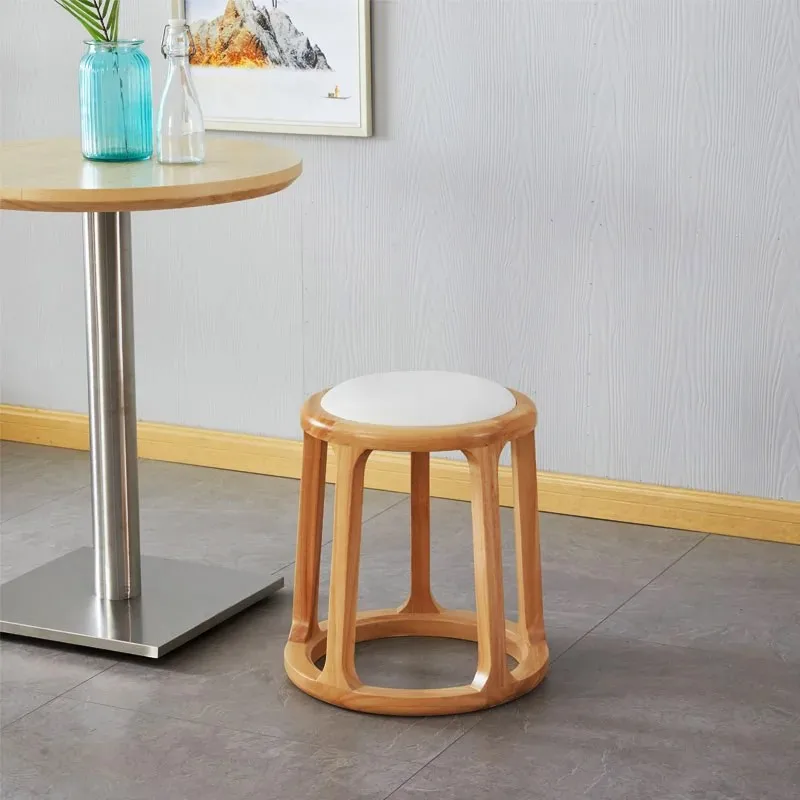 

Solid Wood Round Stool New Chinese Office Tea Stool Simple Modern Home Living Room Dining Room Creative Wooden Dressing Mueble