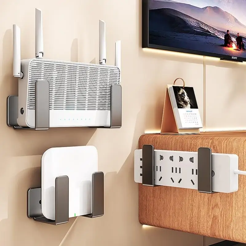 Настенное крепление для маршрутизатора, держатель удлинителя из углеродистой стали, многофункциональная стойка для размещения Wi-Fi, экономия места, настенный кронштейн без дрели