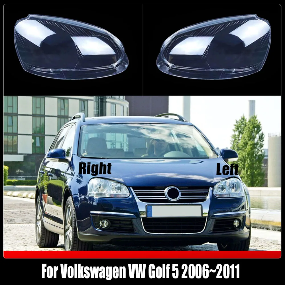 For Volkswagen VW Golf 5 2006~2011 Headlight Cover Transparent Lampshade Headlamp Shell Plexiglass Replace Original Lens