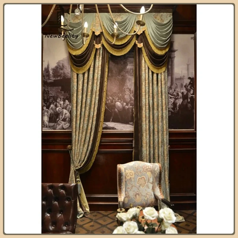 

Chenille European Thicken Curtains for Living Room Bedroom Dining Custom Size White Tulle Blackout Grace Decor Partition Door