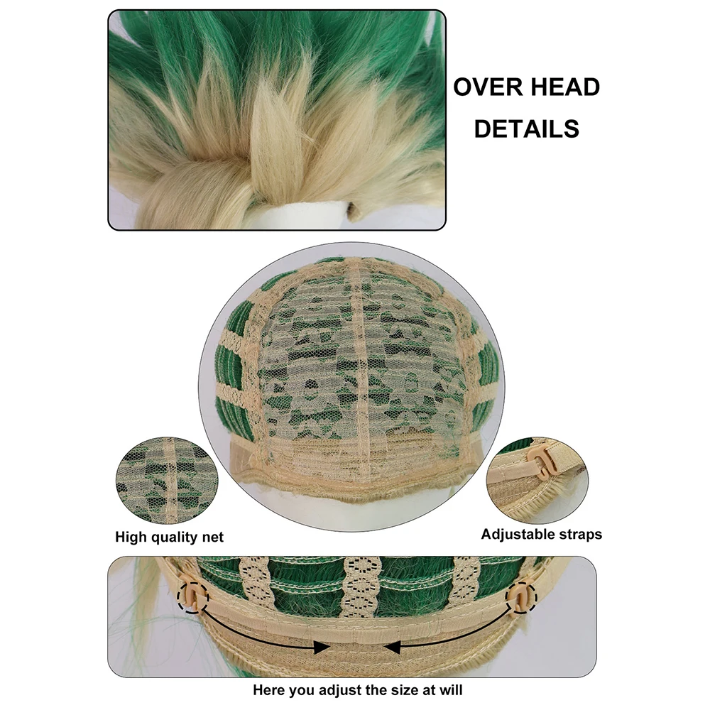 أنيمي إيشيغامي سينكو ‌ ‌   شعر صناعي كوسبلاي دكتور ستون أخضر متدرج مناسب للعب الأدوار اليومي شعر مستعار مقاوم للحرارة