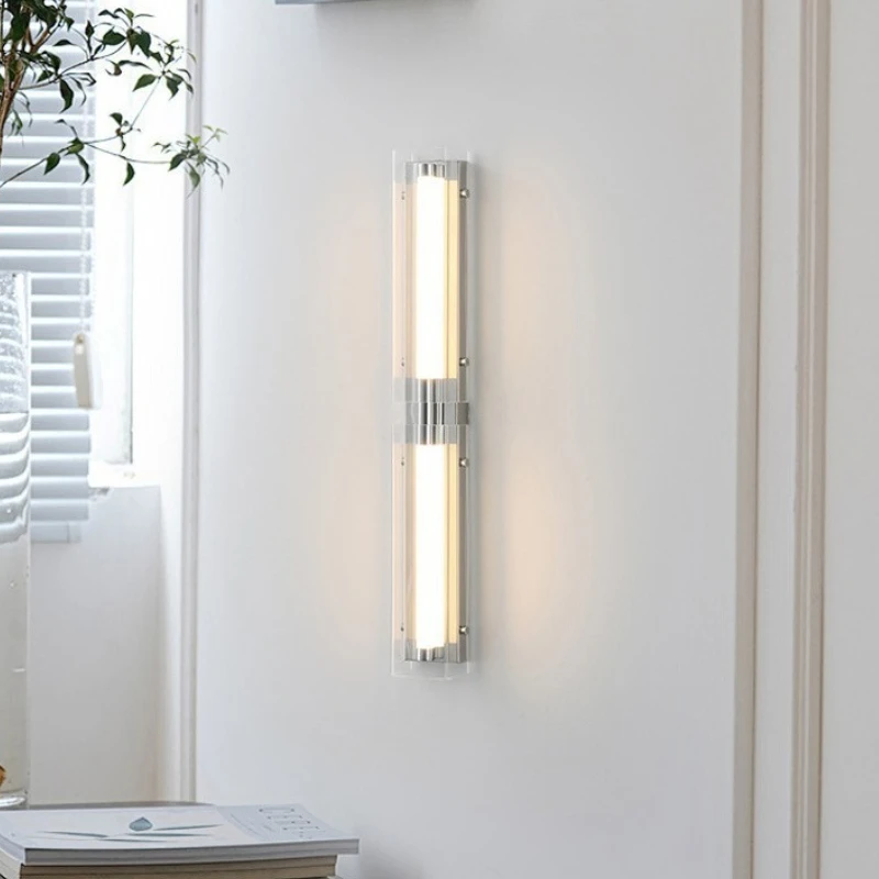 

Nordic Crystal Wall Lamp Stainless Steel LED Wall Light Acrylic Lampshade Living Room Hallway Bedroom Bedside Lighting Fixture