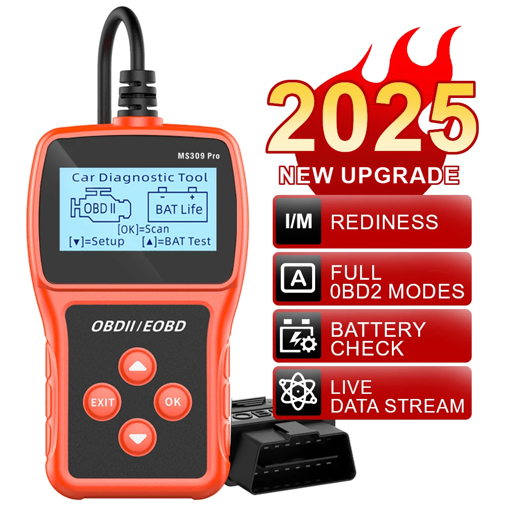 

Сканер OBD2 MS309PRO, тестер аккумулятора, многоязычный инструмент для диагностики автомобиля, считыватель кода данных в реальном времени, проверка системы двигателя