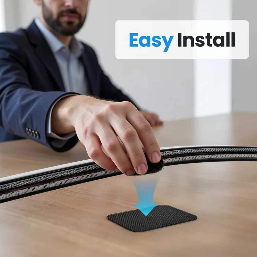 4-20Sets Self-Adhesive Under Desk Cable Ties Adjustable Hook and Loop Cord Organizer for Home Office Wire Management Wire Strap