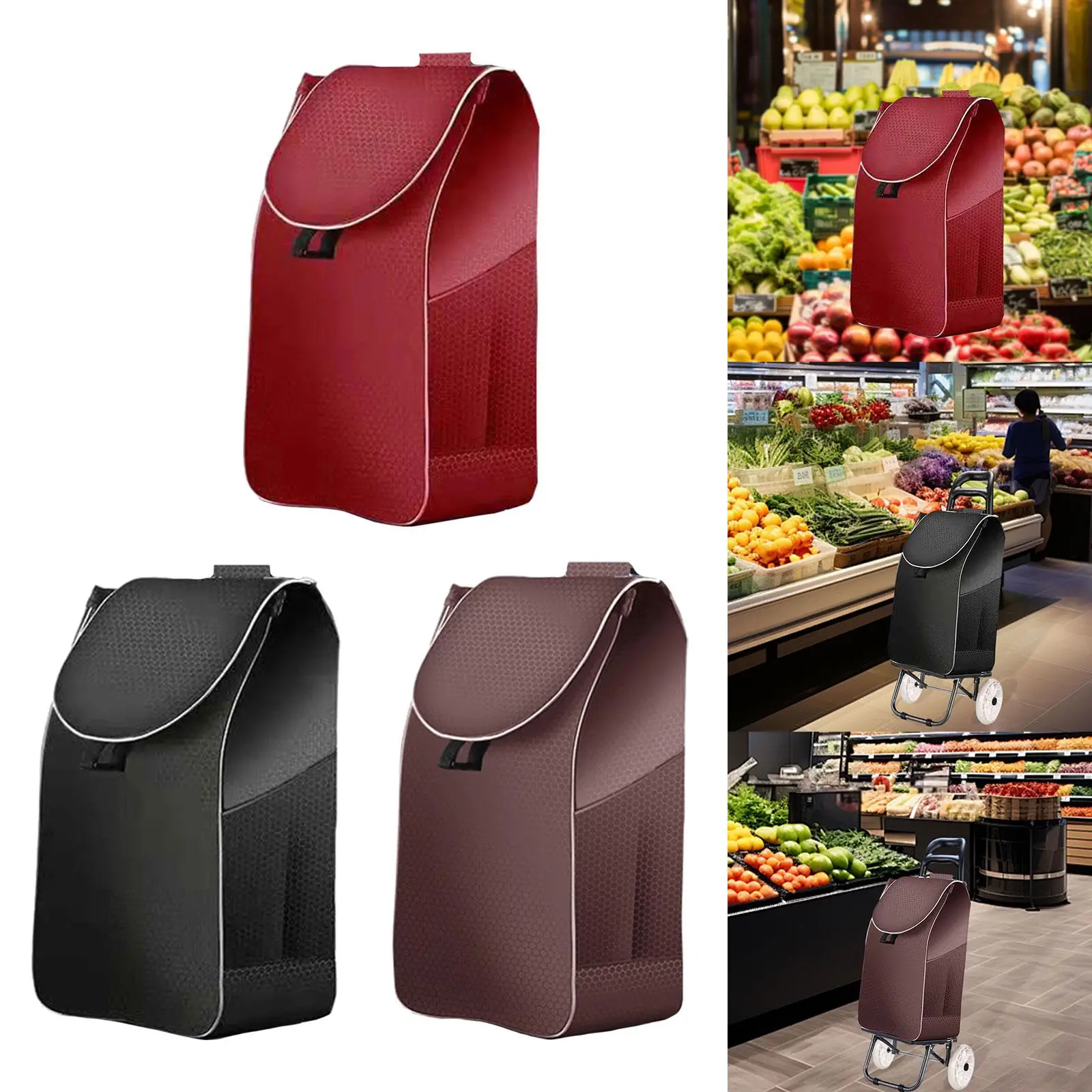 Trolley Cart Spare Bag Folding Bag Daily Essential Shopping Cart Replacement Bag for Home Utility Carts Outdoor Moving Office