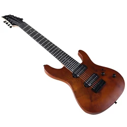 8 String Electric Guitar Full Okoume Wood Body 39 Inch Natural Color 24 Frets Electric Guitarra Tree Burl Top