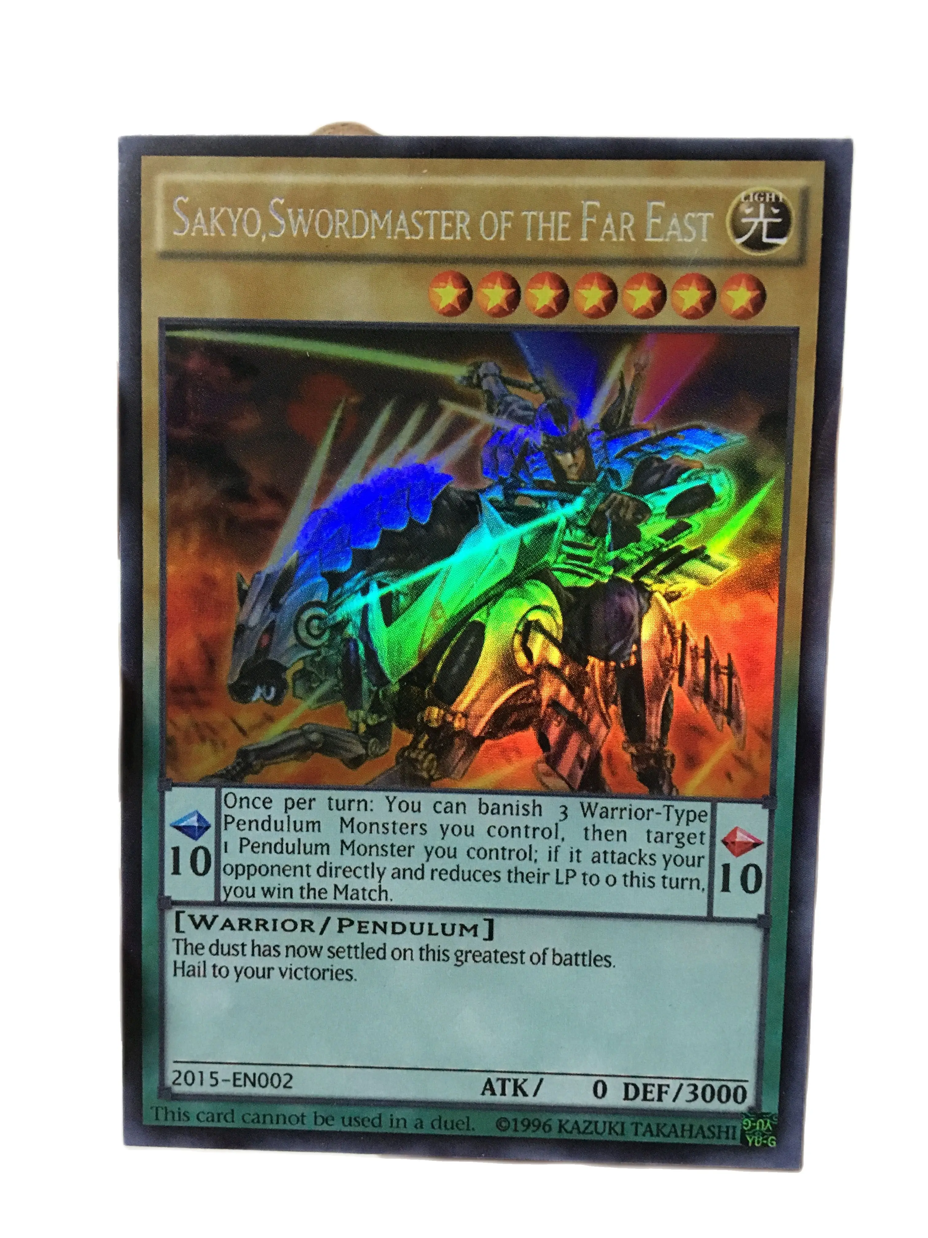 

Yu Gi Oh World Congress 2015 Prize Card Kiki Sword Warrior Zuo Jing DIY Face Flash Hobby Collection Game Anime Card