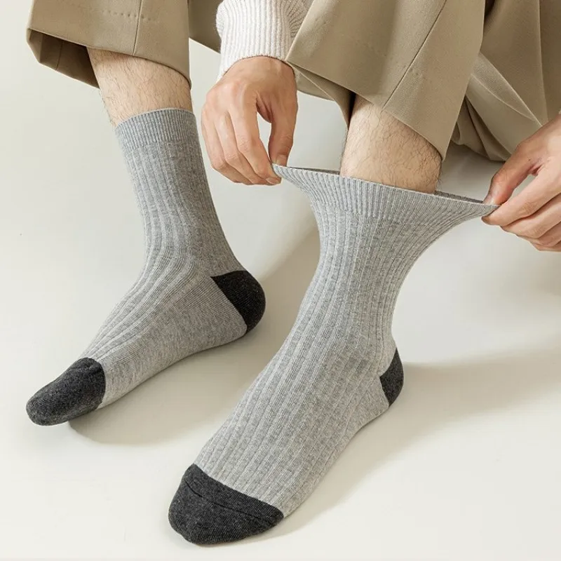 Men'S Socks Color Matching Stockings Streak Mid-Leg Socks Sport Leisure Stockings For Men Soft Skin-Friendly Ventilate Socks