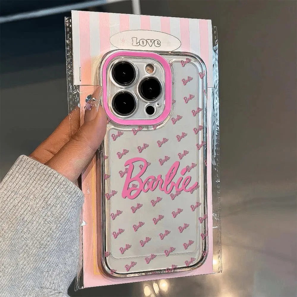 Cute Pink Barbies Princess Clear Space Phone Case For Oppo Reno 6 7 7Z 8 8T 10 11 12 Realme 9 C30 C53 C63 Pro Plus 5G Cover