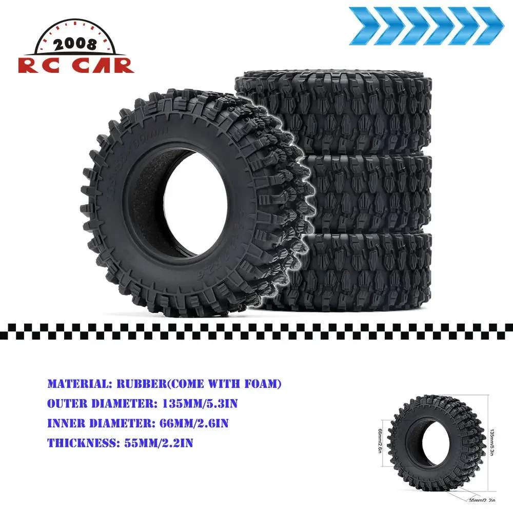 

2.6 inch Rubber 135MM 12mm Hex Tires Wheel With Foam Tyres For RC Car OFF-Road 1/10 TRX4 TRX6 SCX10 Yeti Wraith RB10 Ryft Yikong