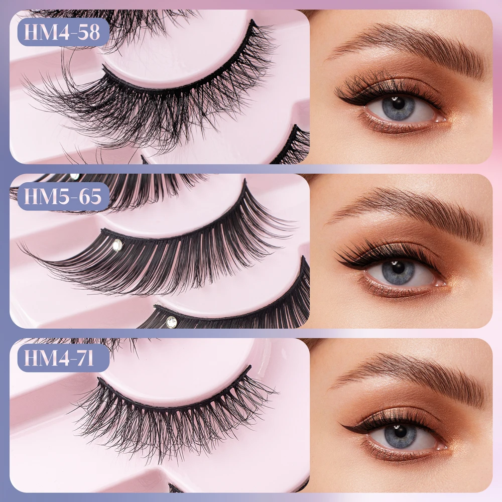 New Cat-Eye Mink Eyelashes Curled Winged Natural Realistic Messy End Eye Elongated Thick False Eyelashes Soft Fake Eyelashes