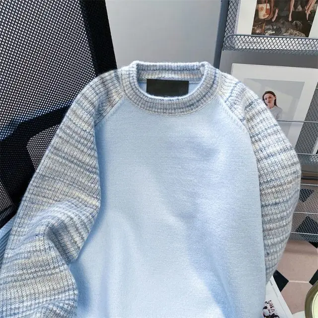 เสื้อสเวตเตอร์ไหมพรมสไตล์ญี่ปุ่น ลายทางสีตัดกัน สไตล์วินเทจ สำหรับผู้หญิง แฟชั่นลำลอง