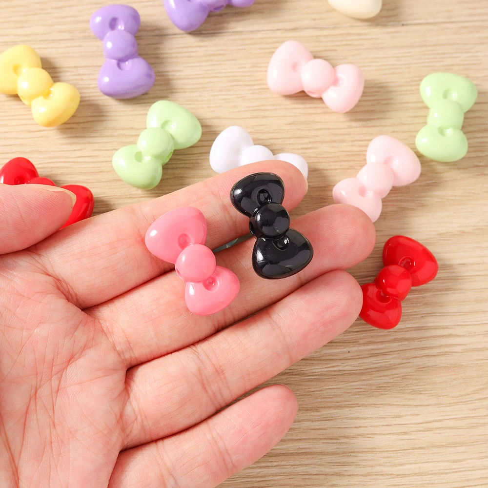 10 Stück 26x15mm bunte Acryl-Schleifen-Perlen, lose Spacer-Charms für Schmuckherstellung, DIY-Armbänder, Halsketten, Bastelbedarf – Detail 3
