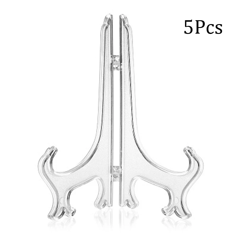 5 Pcs Foldable Tray Bracket Portable Easels Plate Holders Clear Display Stand Rack Weddings Photo Picture Frame Display Stand