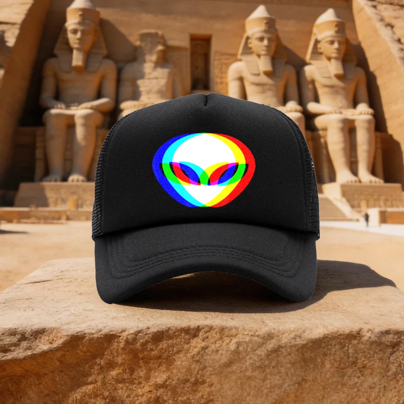 Unisex Colorful Overlapping Alien Pattern Mesh Baseball Cap Duckbill Cap Running Walking Camping Hat - Multiple Colors Available
