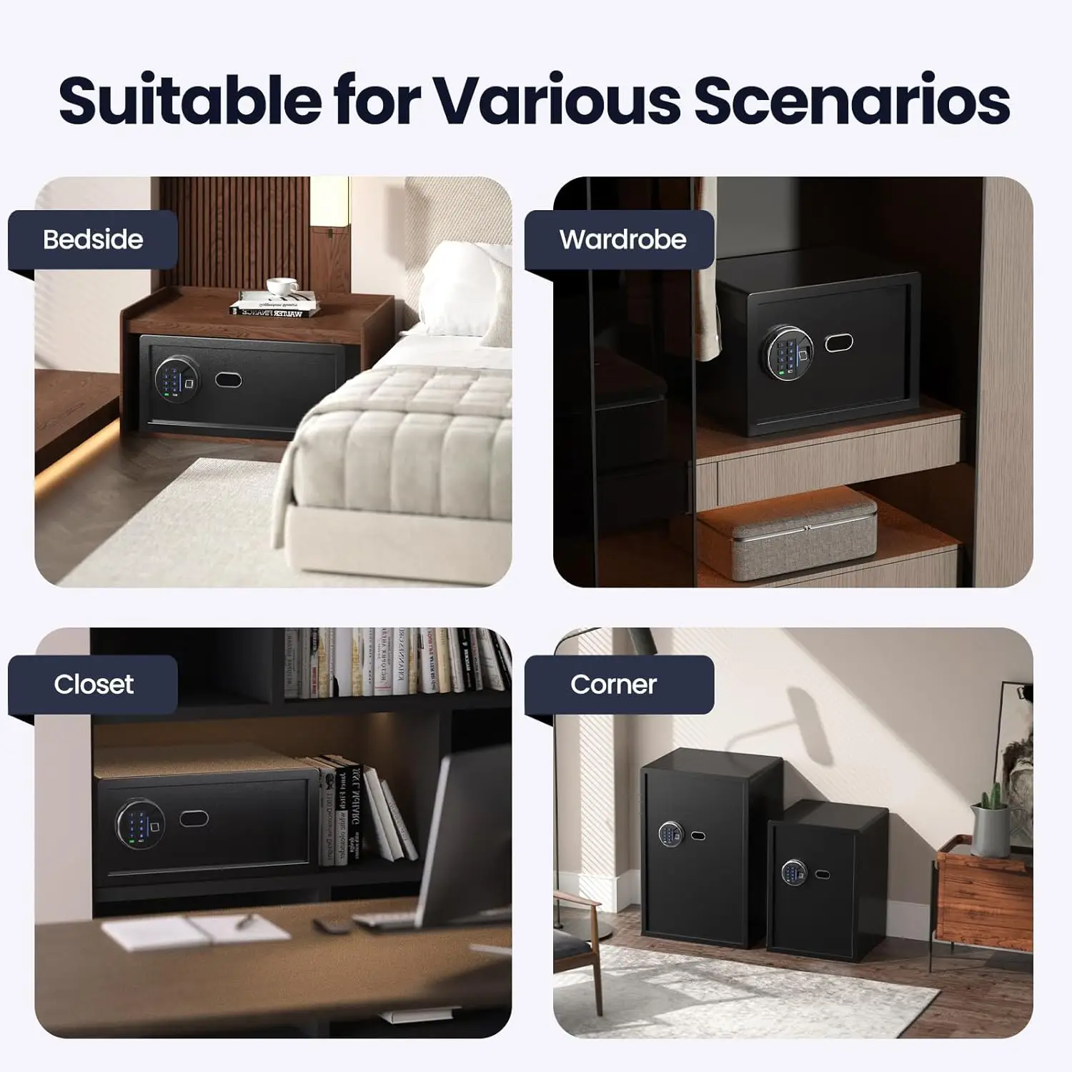 Biometric Safe Box - (1.13 cu. ft.) Fingerprint Home Safe with Silent Mode, Backlit Keypad and LED Light, Secure Money Safe Caja