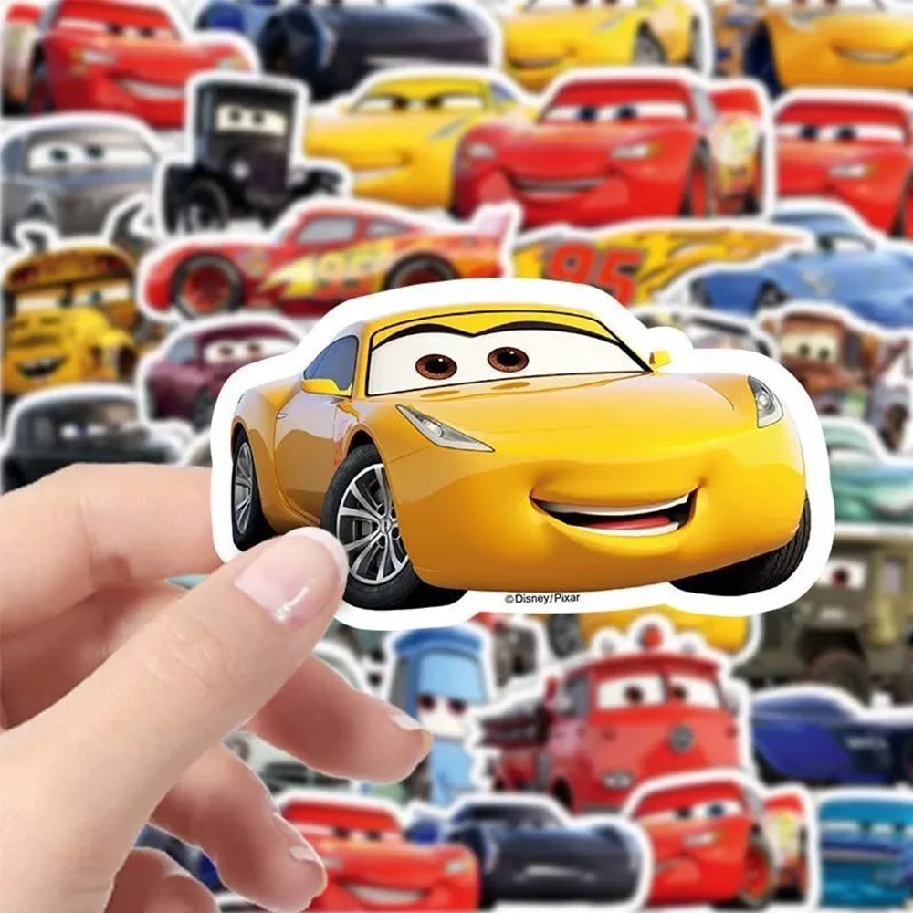 10/30/50pcs Disney Cars Cartoon Stickers Cute Anime decalcomanie fai da te Laptop Notebook Phone Diary Cool adesivo impermeabile per giocattoli per bambini