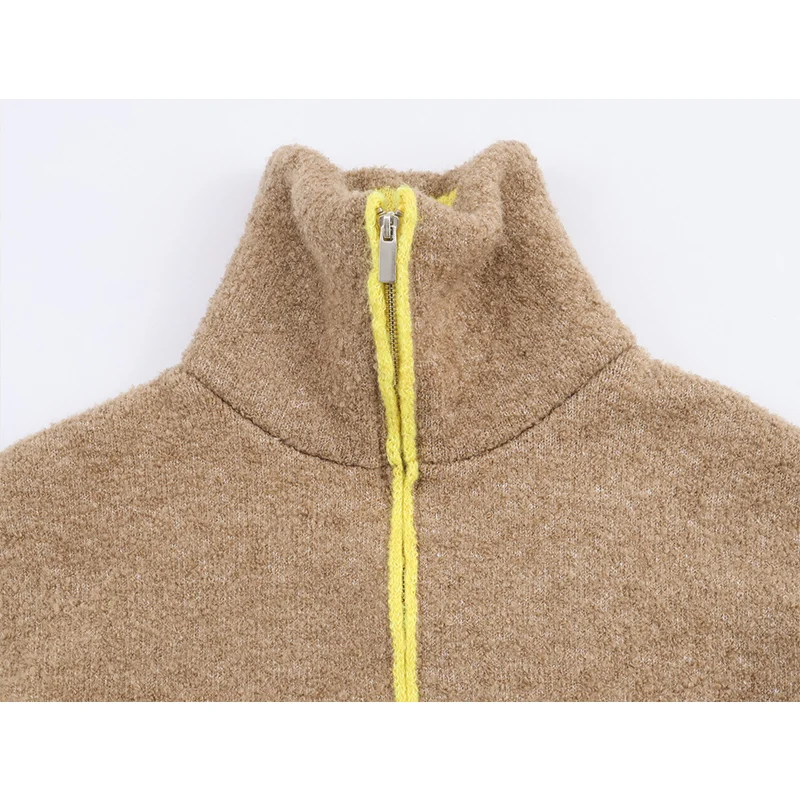 Podzimní ležérní bunda 2025, módní kontrastní barevný design s dlouhým rukávem a zipem pro ženy, streetwear, ležérní svrchní oblečení - náhled 5