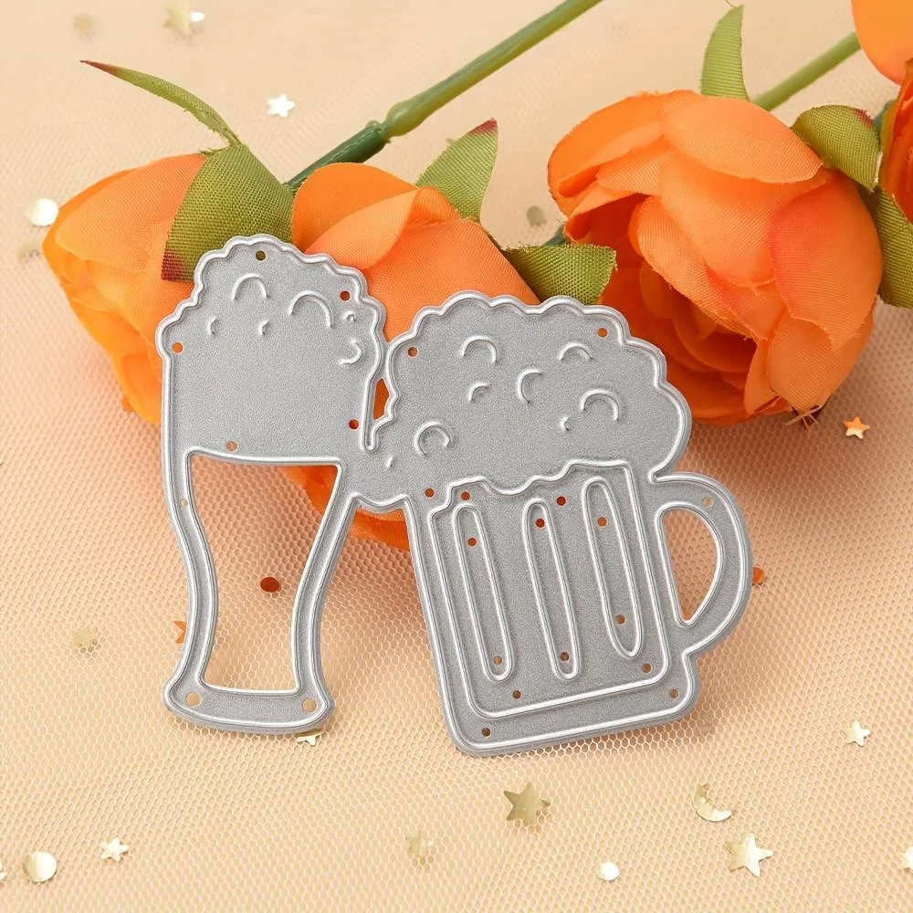 Crazyclown Beer Cups Metal Cutting Dies Scrapbooking Stencil Die Cuts Card Embossing Photo Album Template Mold, Decoration Craft