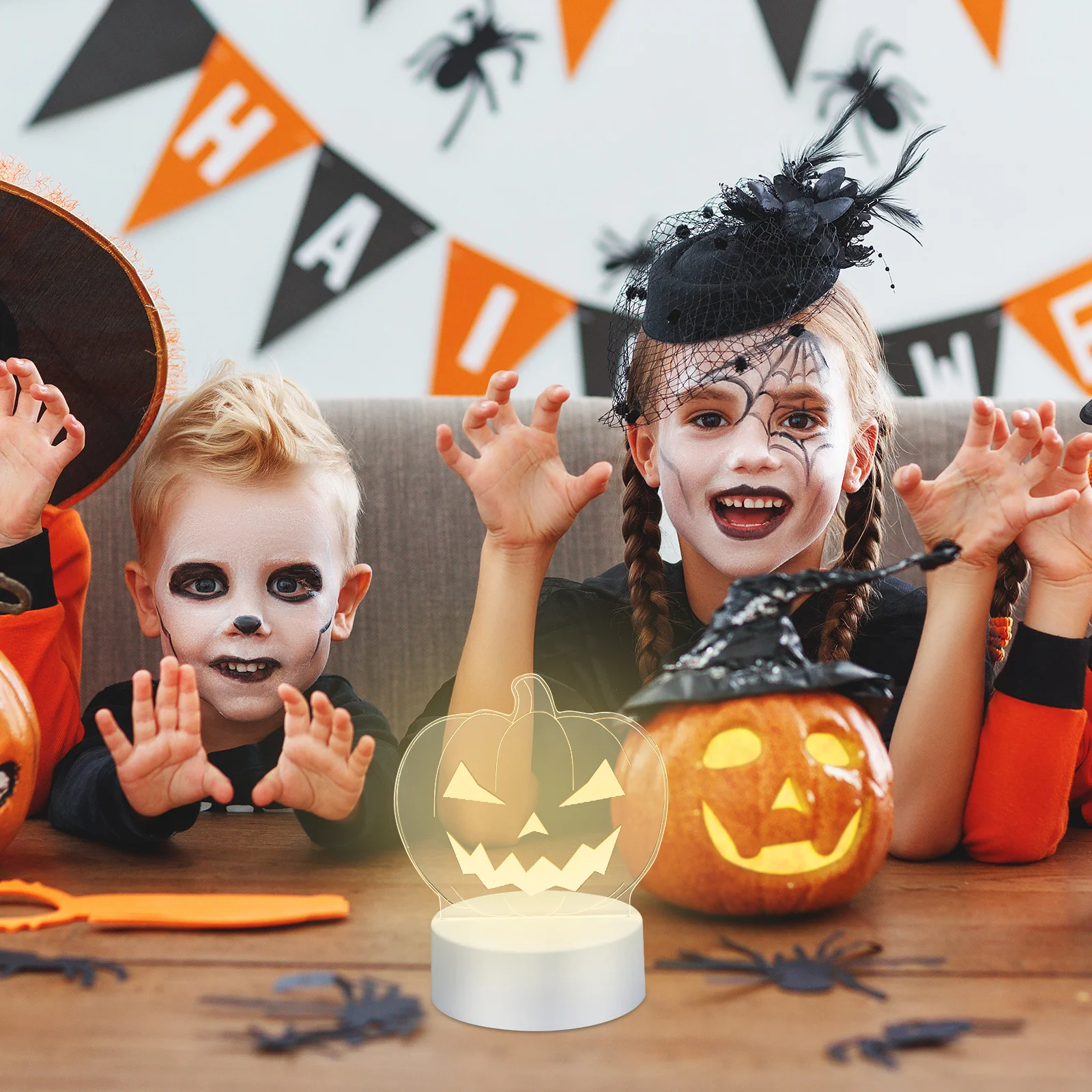 

Pumpkin Night Lamp Halloween Decorative Light For Bedroom Tabletop Home Party Decoration Gift, Acrylic Halloween Bedside