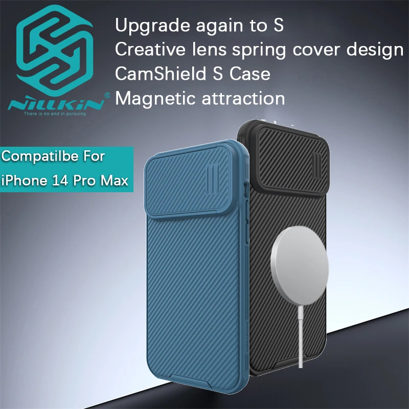 

Чехол Nillkin для iPhone 14 Pro Max Camshield S, Магнитный чехол для объектива с раздвижным окошком, весенний чехол для телефона из ТПУ и поликарбоната