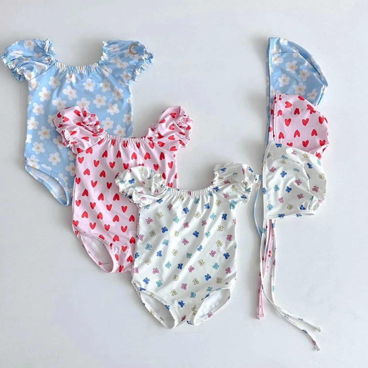 New Baby Swimsuit 2025 Summer Korean  Ins Infant Jumpsuit Seaside Climbing Suit Swimming Clothes wiht Hat