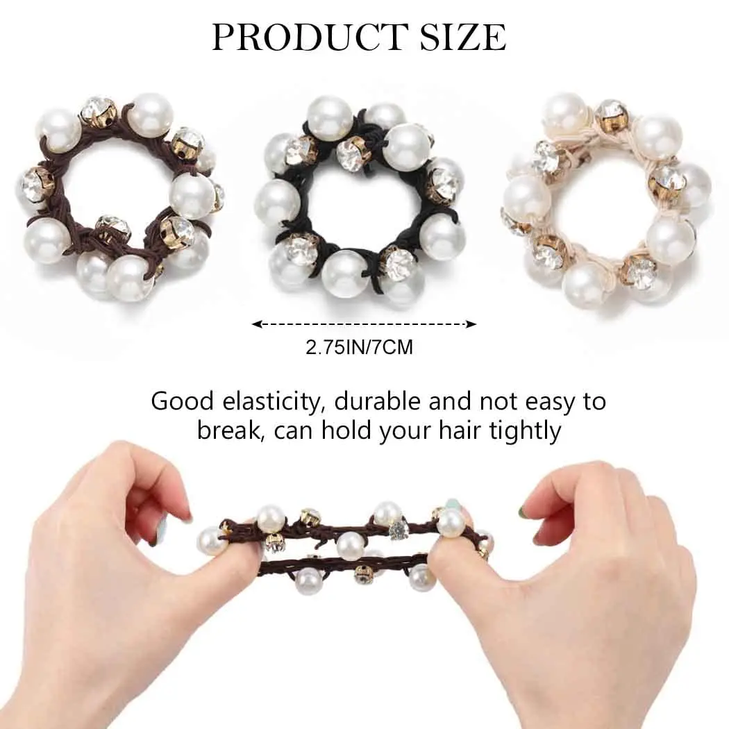 Simple Faux Pearl Hair Rope Crystal Beaded Hair Tie Cute Ponytail Holder Rhinestone Hair Bands Hair Accessories for Women