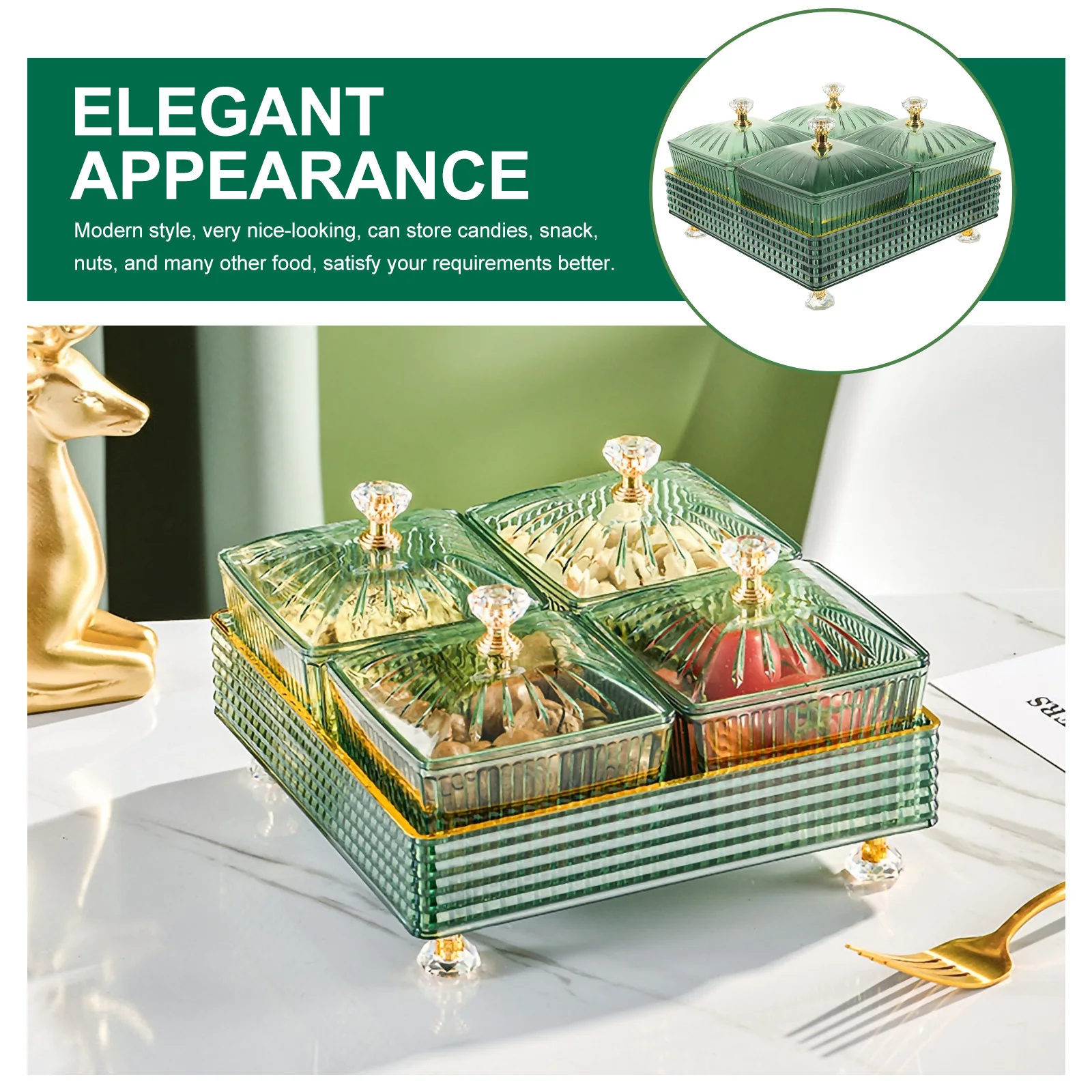 

1 Set Of Snack Dish Serving Plate With Tray For Party Wedding Dessert Candy Dry Fruit Household Food Container Kitchen Bowl