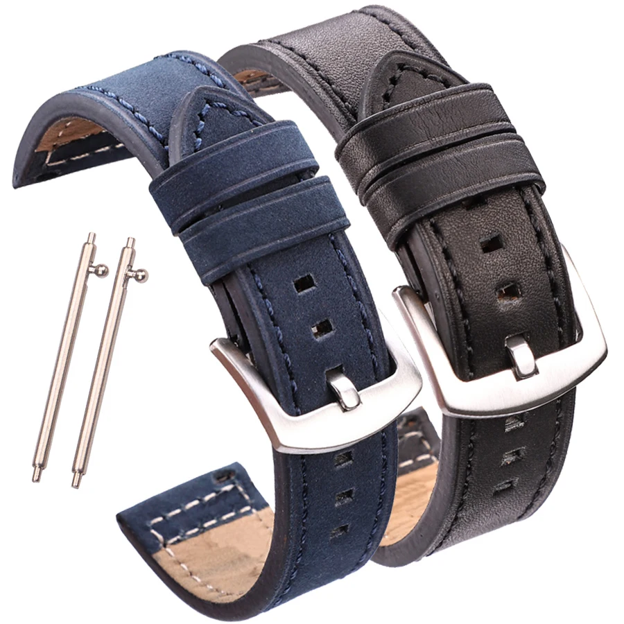 

Cowhide Watchband Accessories For Huawei Samsung Watch Band Women Men 4 Colors Genuine Leather Strap Quick Release Spring Bar