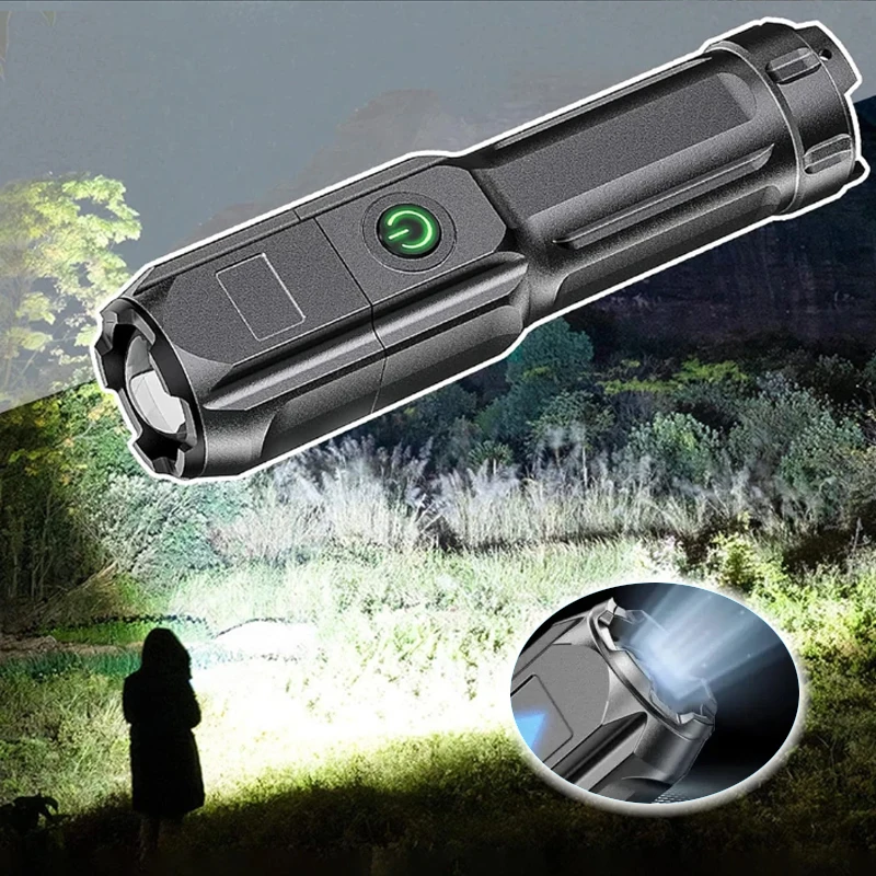 

Portable Mini Handheld Flashlight ABS USB Rechargeable Flashlight Outdoor Camping Fishing Dog Walking Emergency Lighting