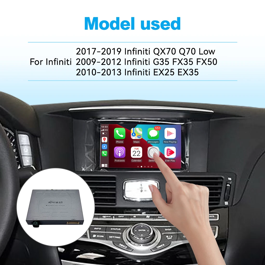 New JoyeAuto Interface for Infiniti 2017-2019 QX70 Q70 Wireless CarPlay Android Auto Module Retrofit Support Mirror-Link AirPlay